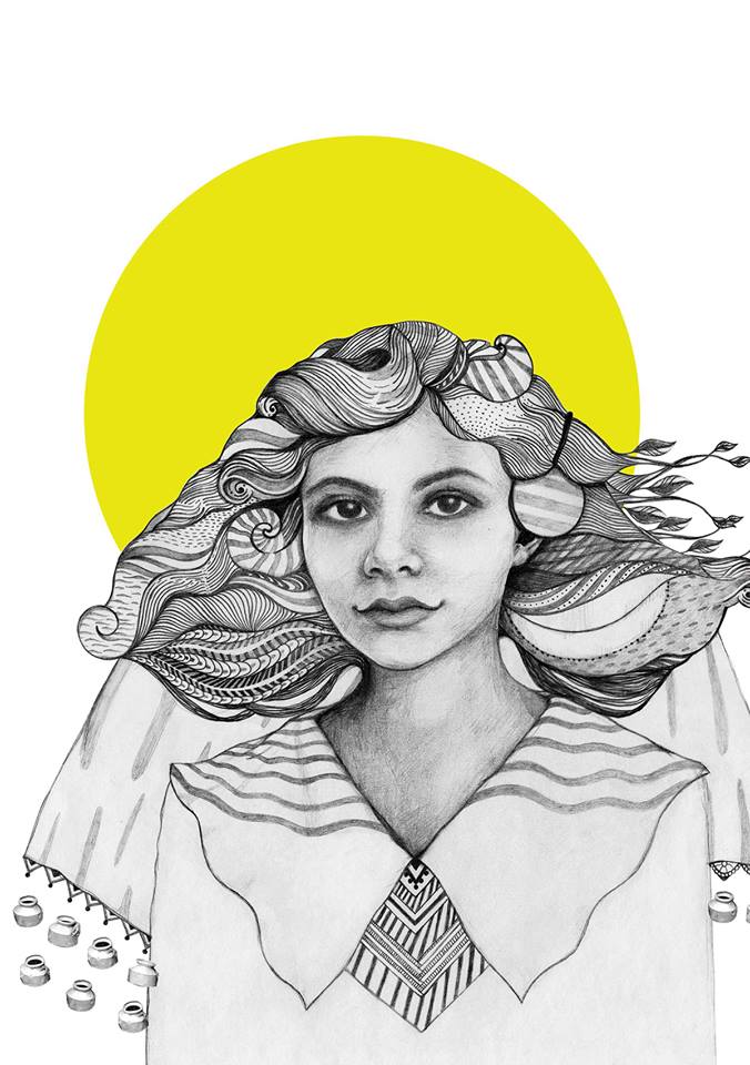 A memoir Hand drawn digital illustration. Recreation of an early photographer Mr Ali Najeeb's work
