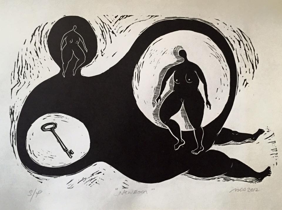 Newborn (2012) Linocut