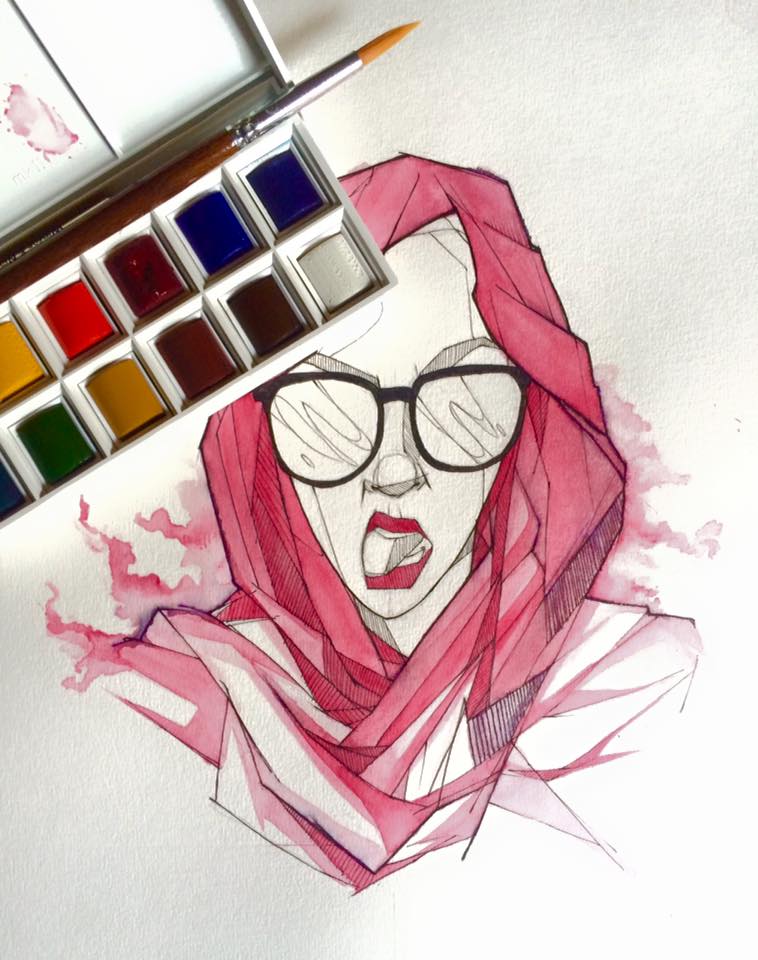 Watercolours and Artiline