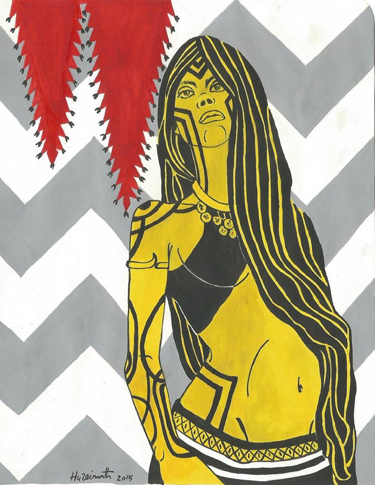 Gadheemee Flag for Royal Ladies ( In red) Poster colour on paper