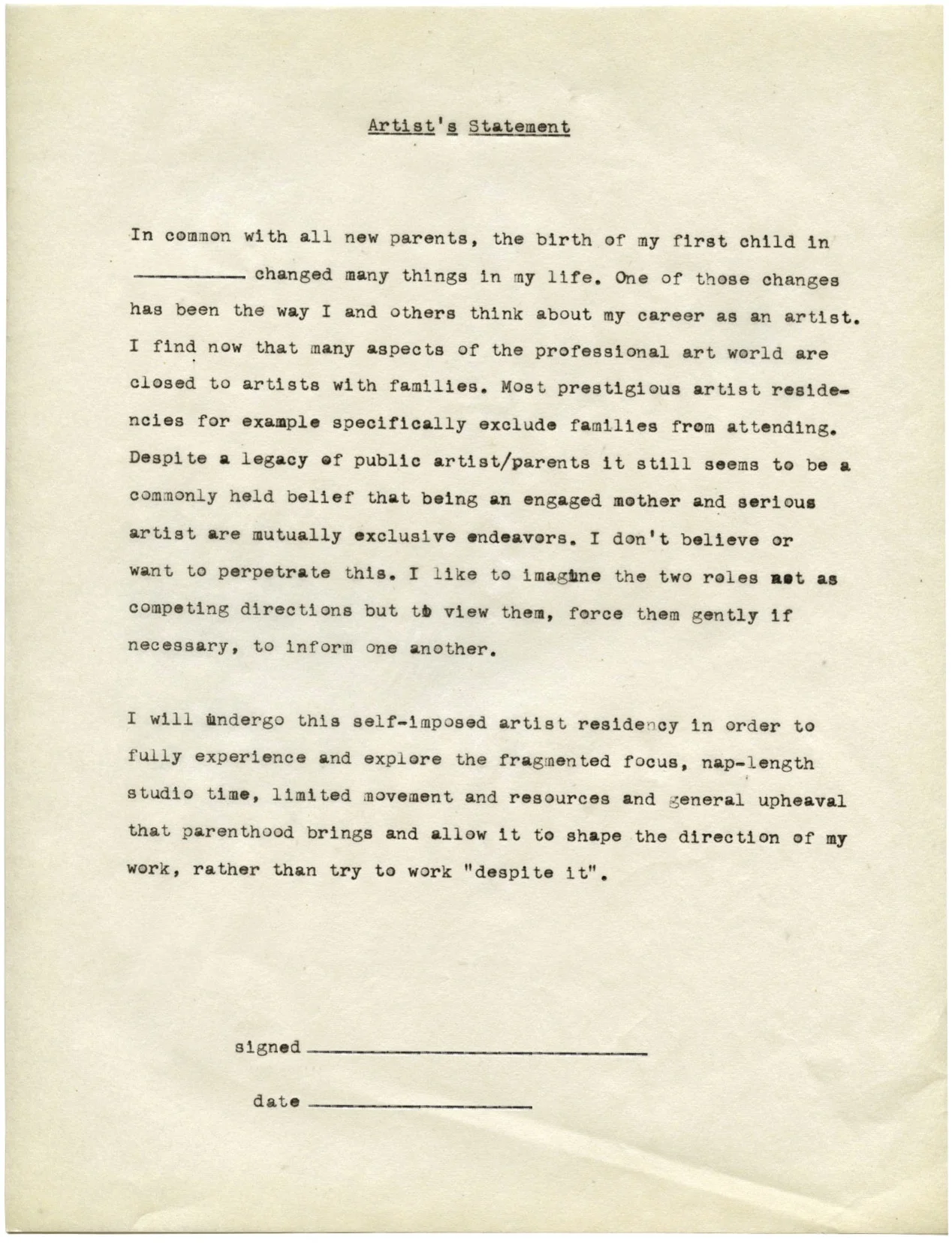 Fig. 1. Typed ARIM Manifesto (no date)