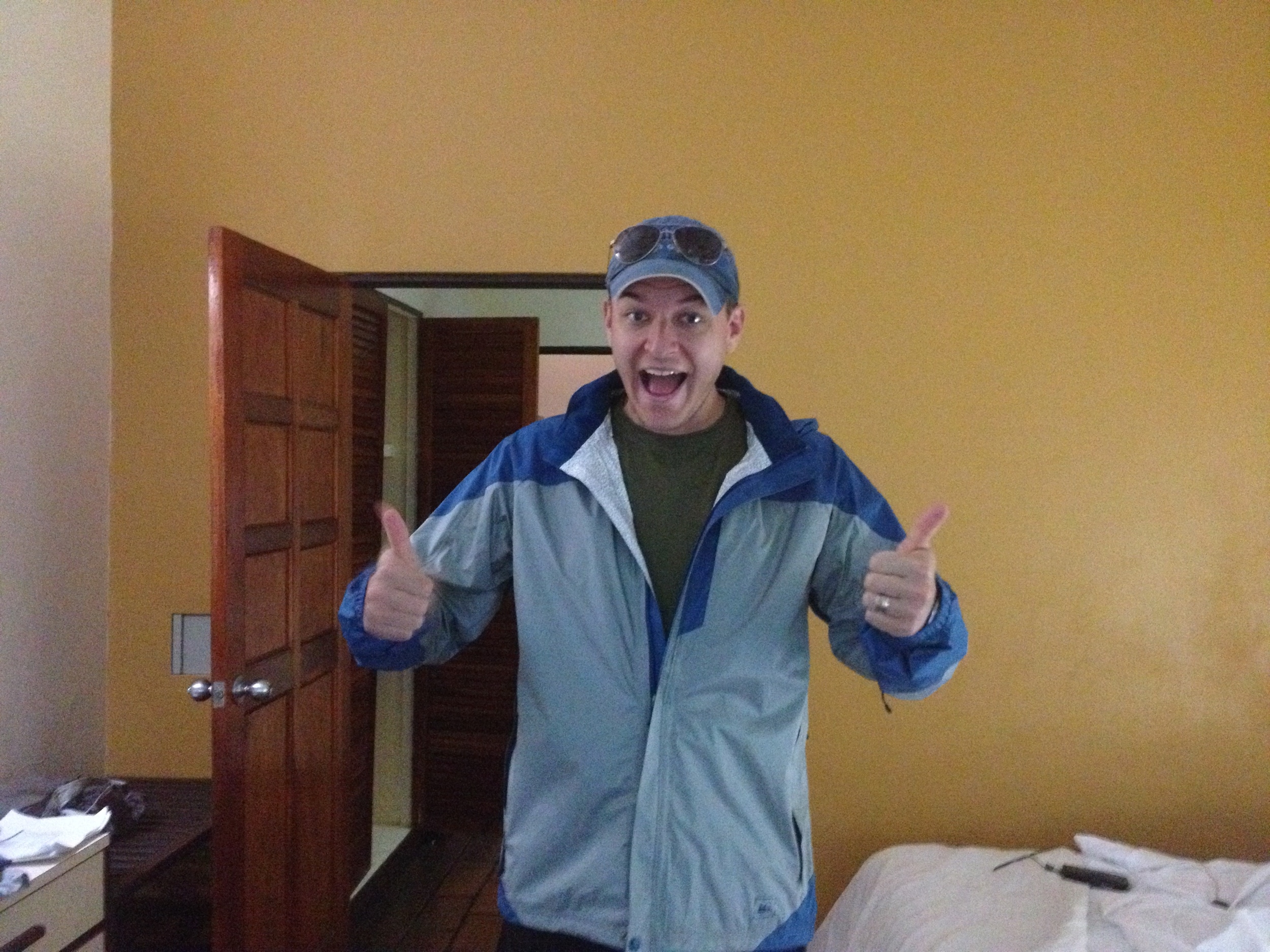 Rob in the hotel, up before 6 AM, and smiling!! 