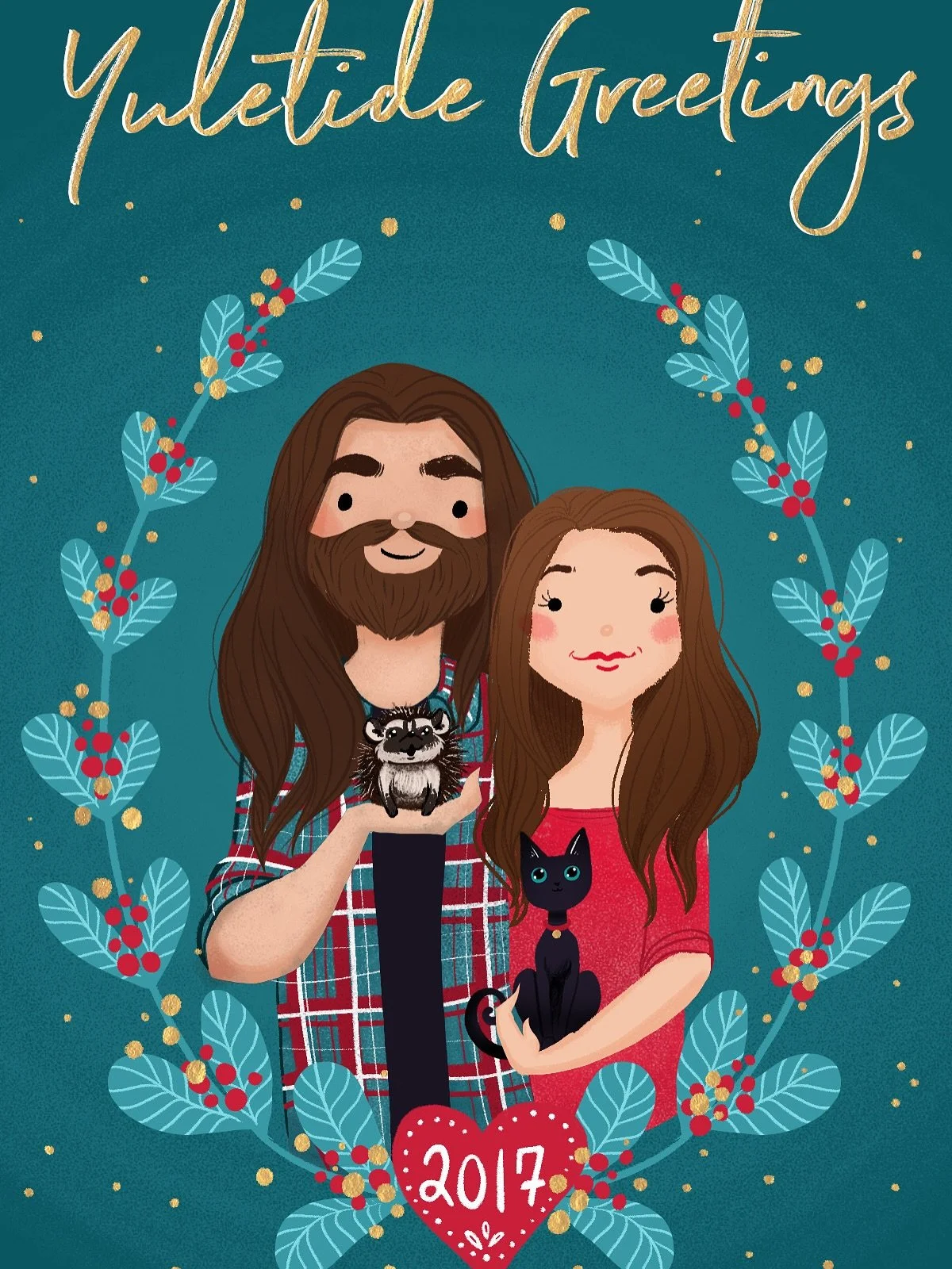 Some previous Christmas cards throughout the years. 

I&rsquo;m sad I didn&rsquo;t have enough time at the beginning of the month to draw something new, but it&rsquo;s kind of fun to see how my illustration style evolved. 

In order: 2017, 20218, 201