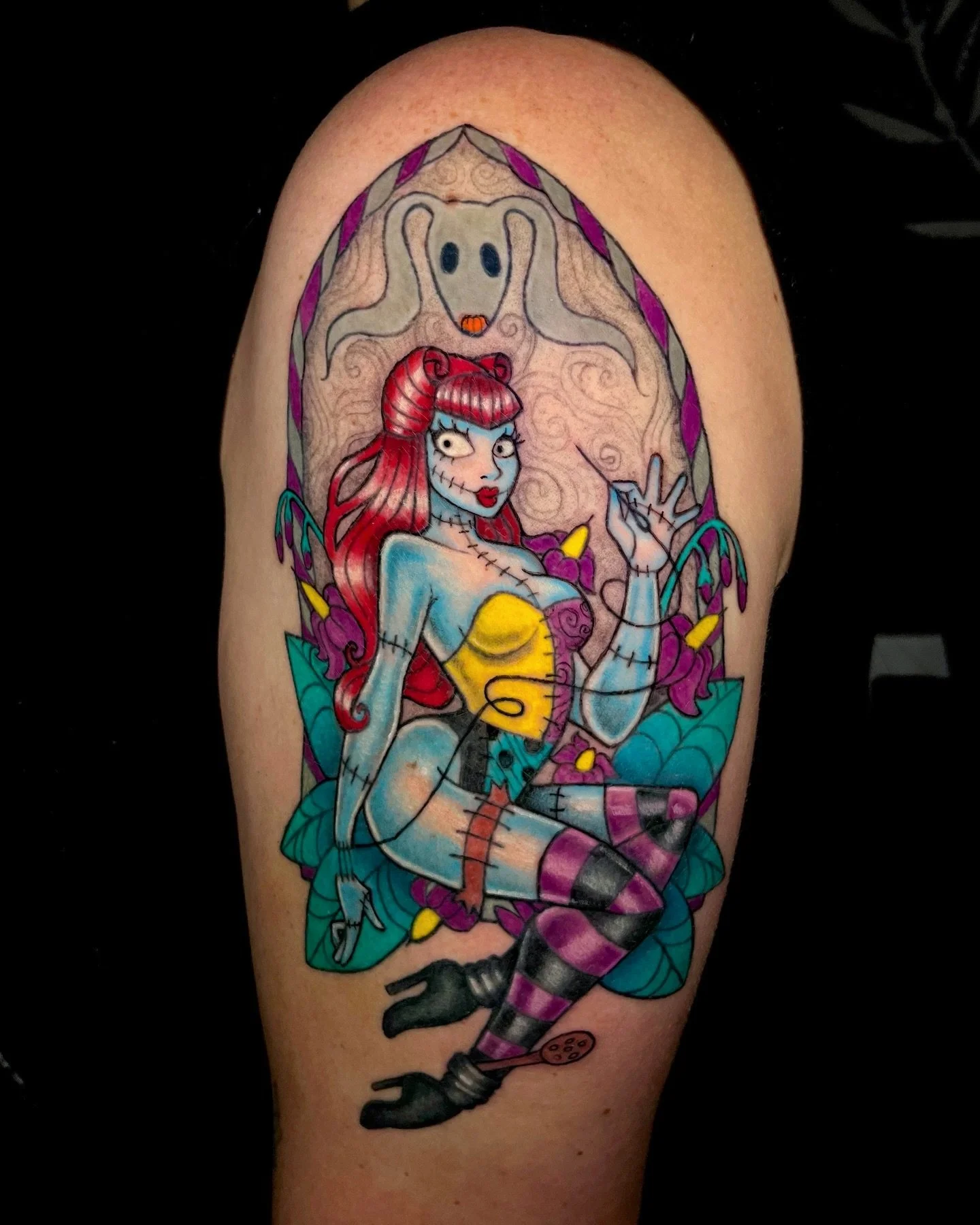 Had to repost this tattoo today because not only is she one of my favorites, but it&rsquo;s a sad day knowing Catherine O&rsquo;Hara passed away today. 

Rest is peace queen. 

#nightmarebeforechristmastattoo #sallytattoo #pinuptattoo