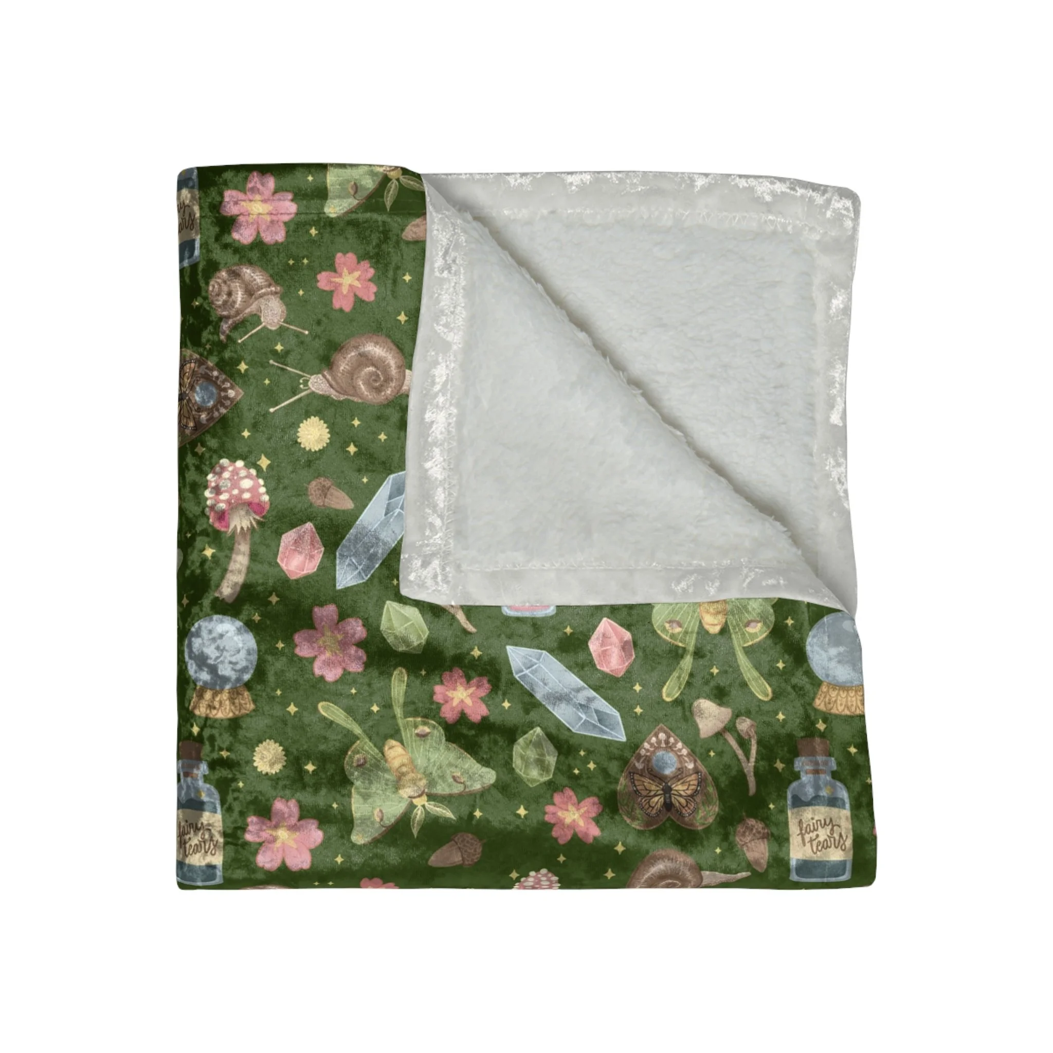 Olive Fairycore Crushed Velvet Blanket