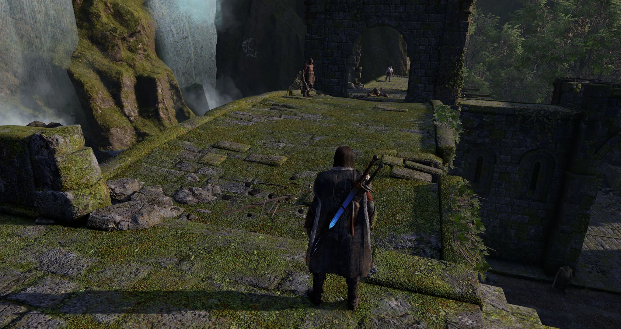  Bridge created in 3ds Max. Reused tiling textures from within zone. Custom mask painting for elemental materials, in this case moss. 