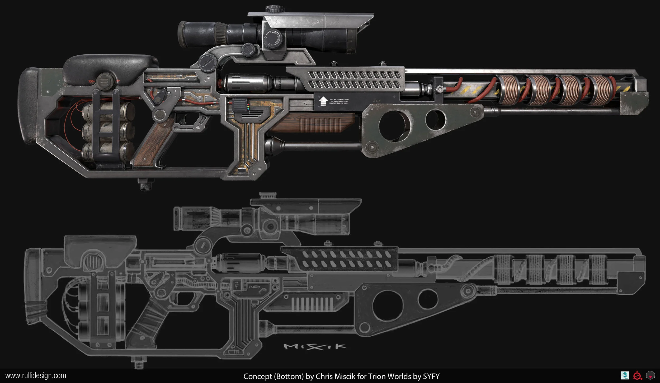 Above, side-view rendered in Marmoset Toolbag 3. Concept below.
