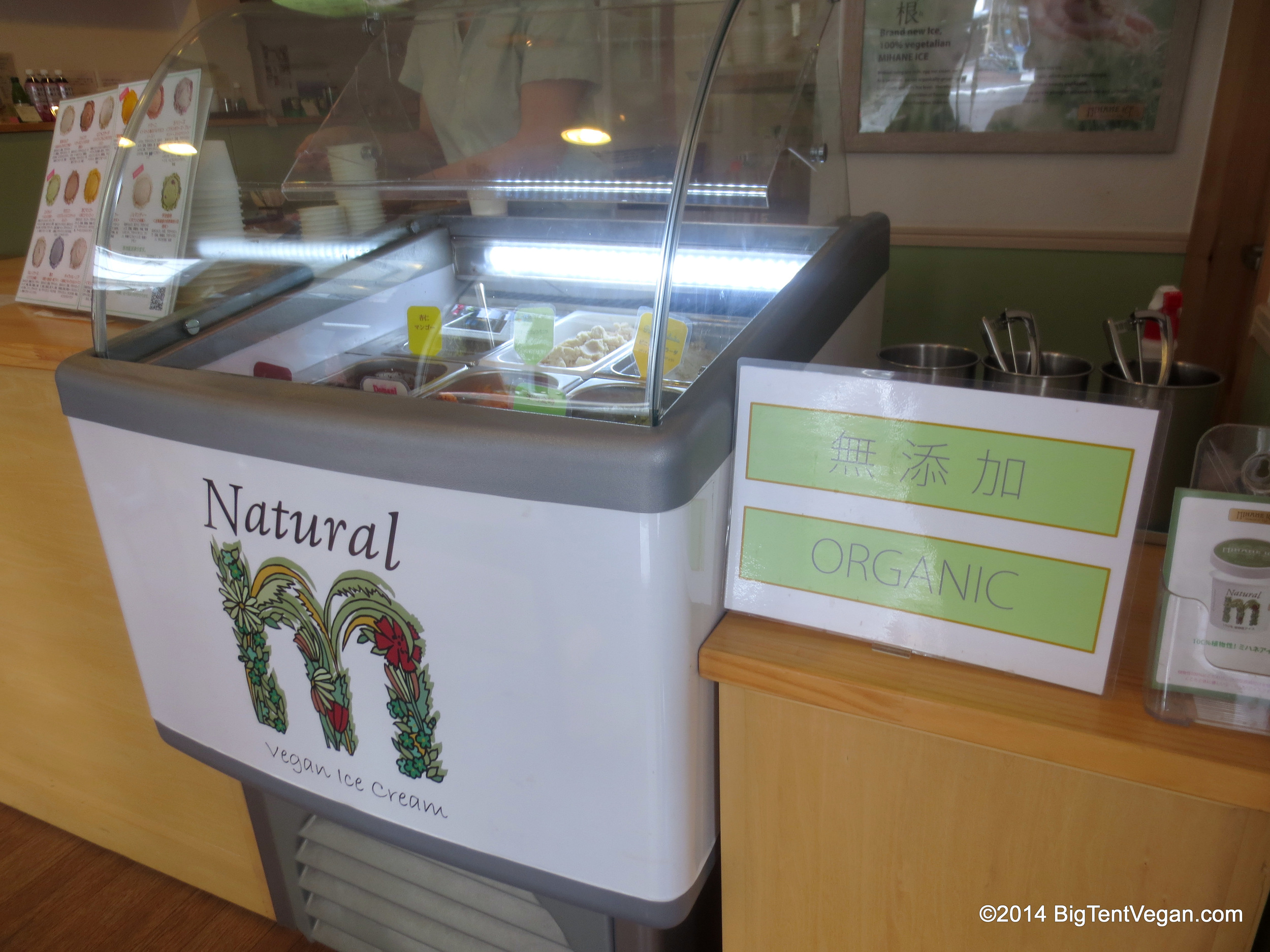 It says "Vegan Ice Cream" in English right on the ice cream freezer!