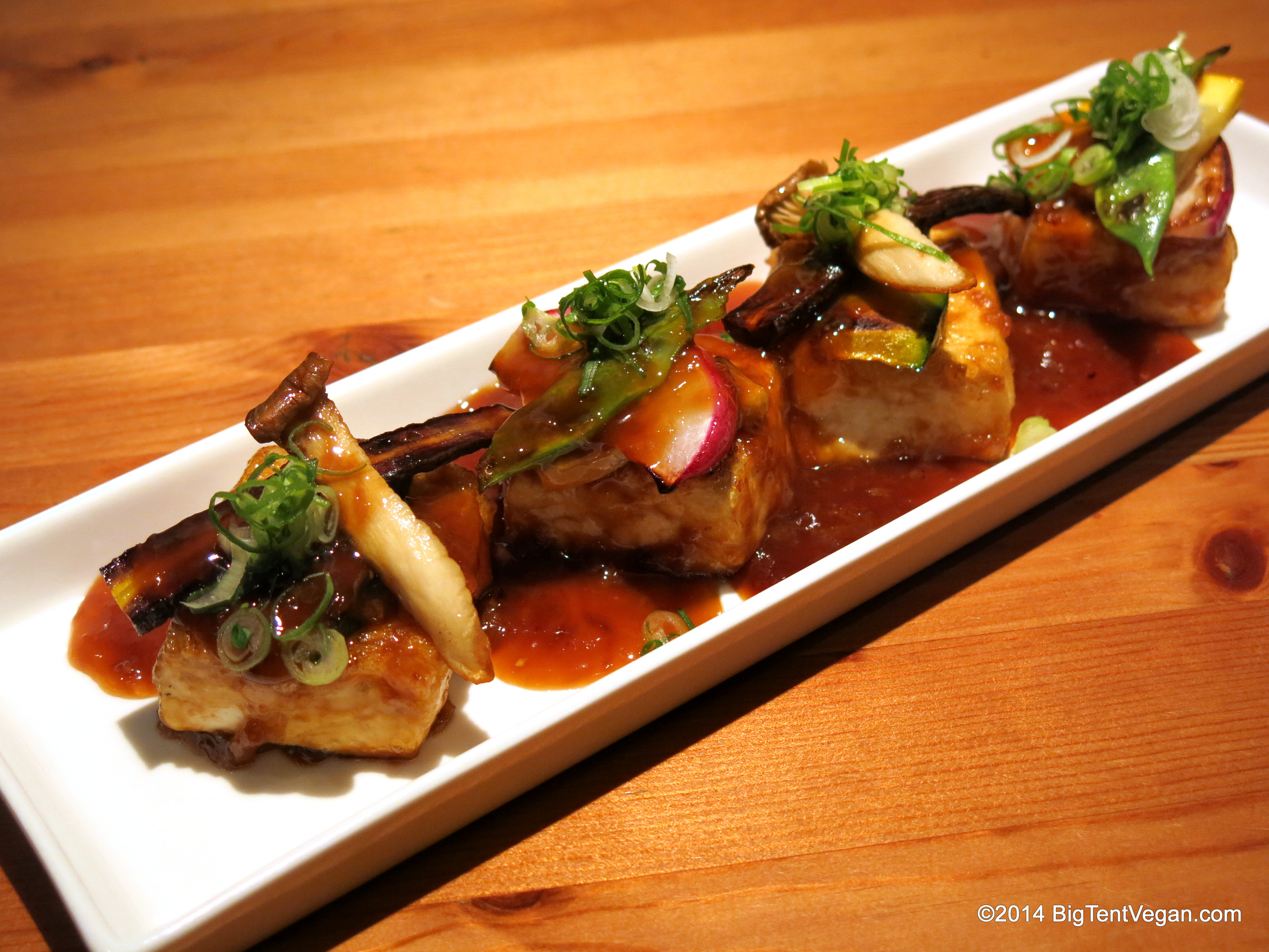 Tofu Steak with Vegetables and Onion Sauce from 100% vegan restaurant Tosca (Kyoto, Japan)