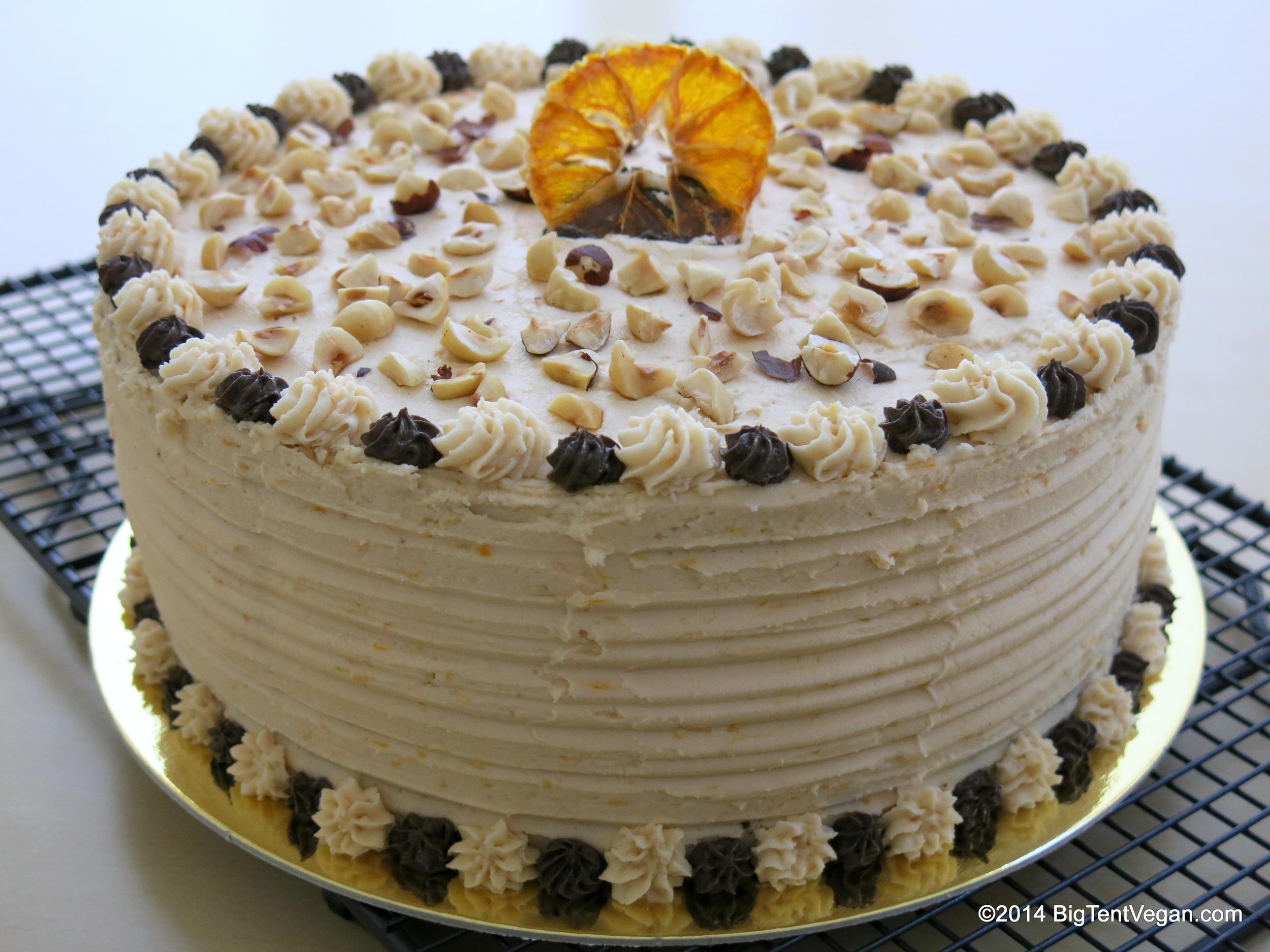 Vegan Chocolate Hazelnut Cake with Lemon Frosting (actually, orange, in this earlier prototype, but you get the picture). 2nd Place, 2014 San Diego County Fair