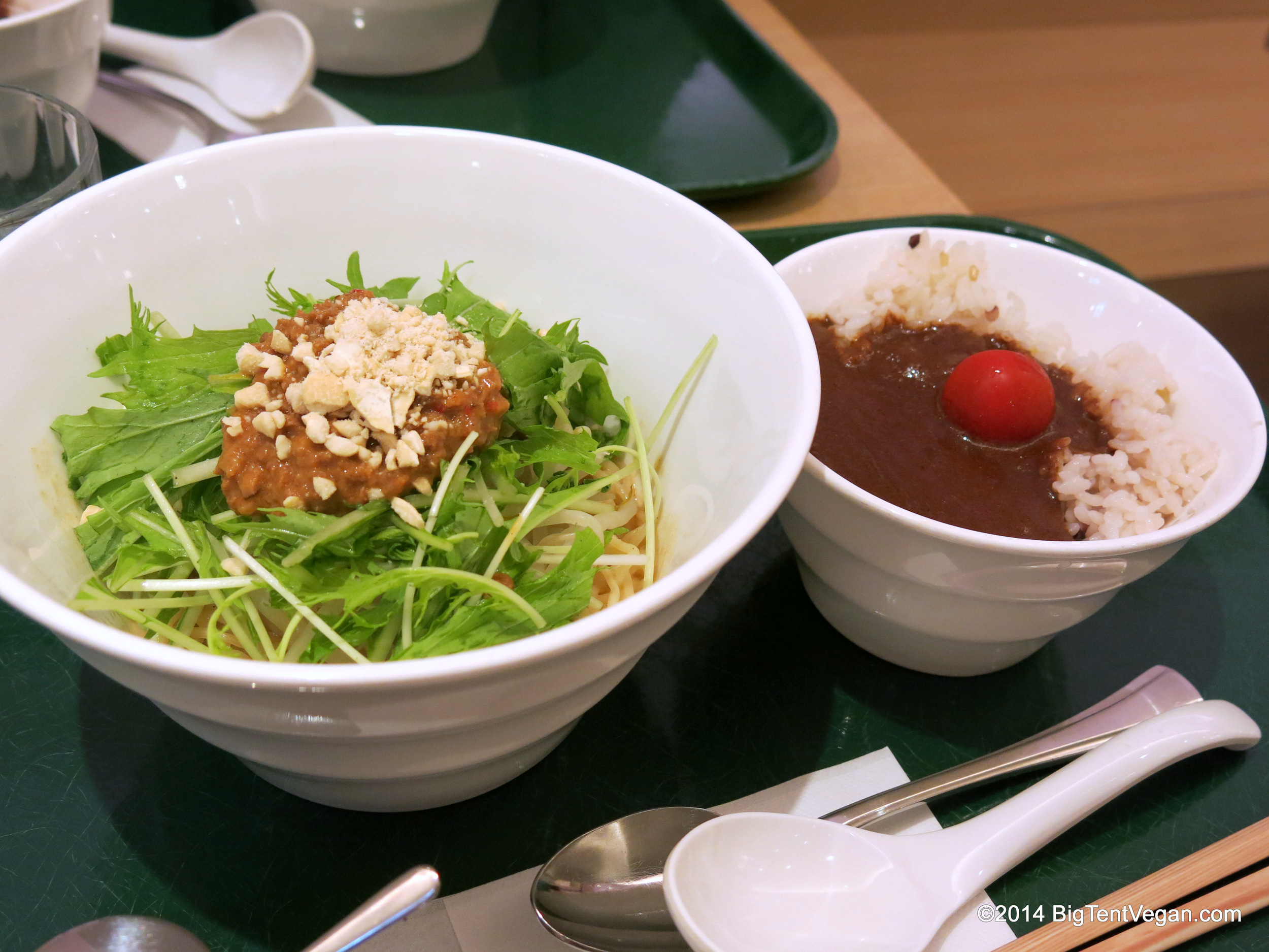 T's Hiyashi Tantan Chilled Noodle Bowl with a side of Smile Curry at T's Tantan inside Tokyo Station