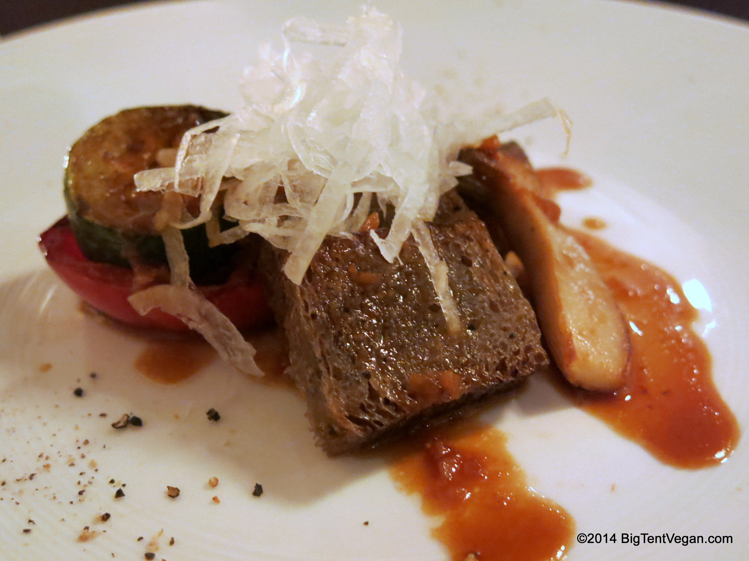 Course Eight: Vegetable Garlic Steak -- Grilled Assorted Seasonal Vegetables Steak with Garlic Soy Miso Sauce