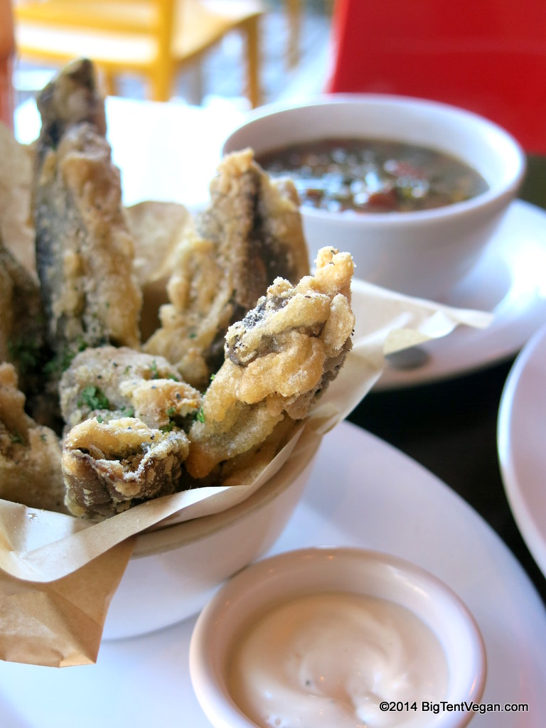Crispy Portobellos with Creamy Ranch Sauce at Veggie Grill