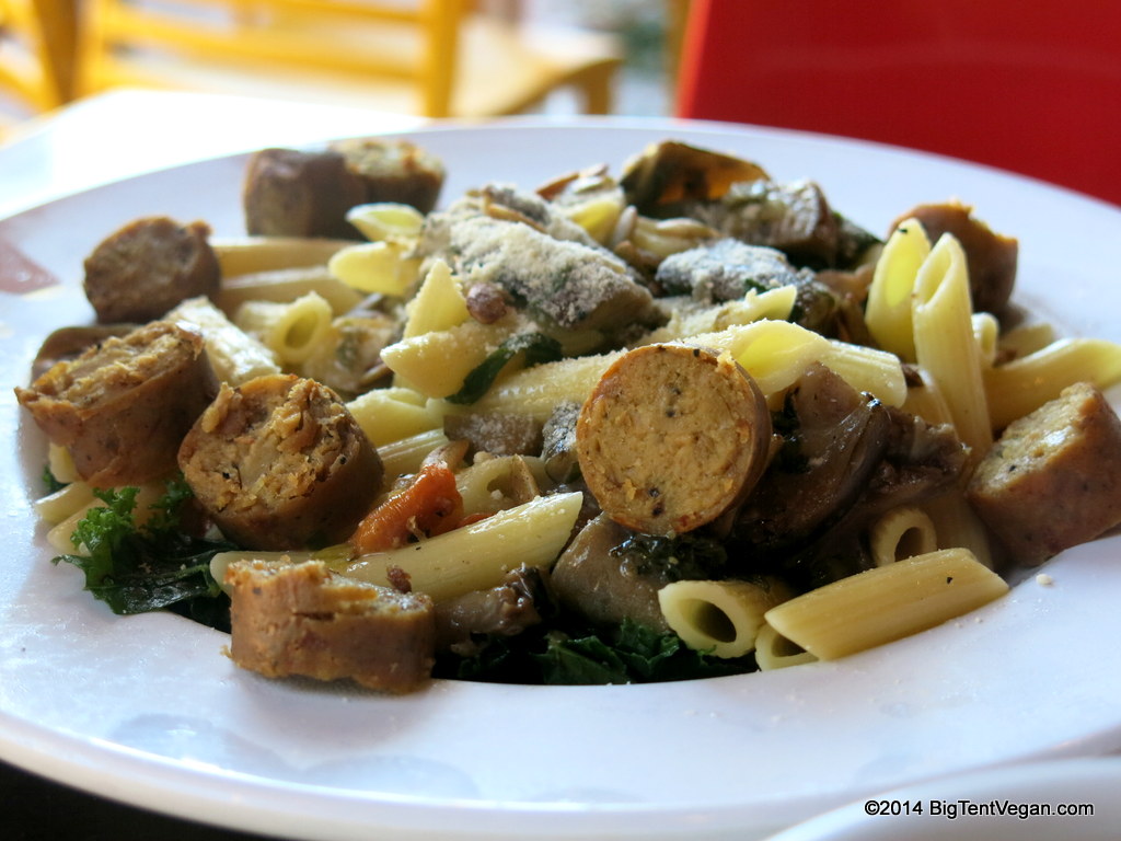 Chargrilled Veggie + Penne with Field Roast Sausage at Veggie Grill (please note this dish is served chilled)