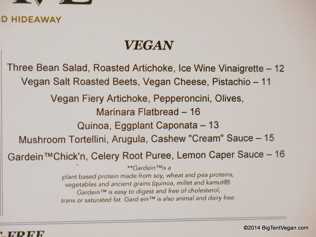 la cave at the wynn (vegan menu as of dec 2014)