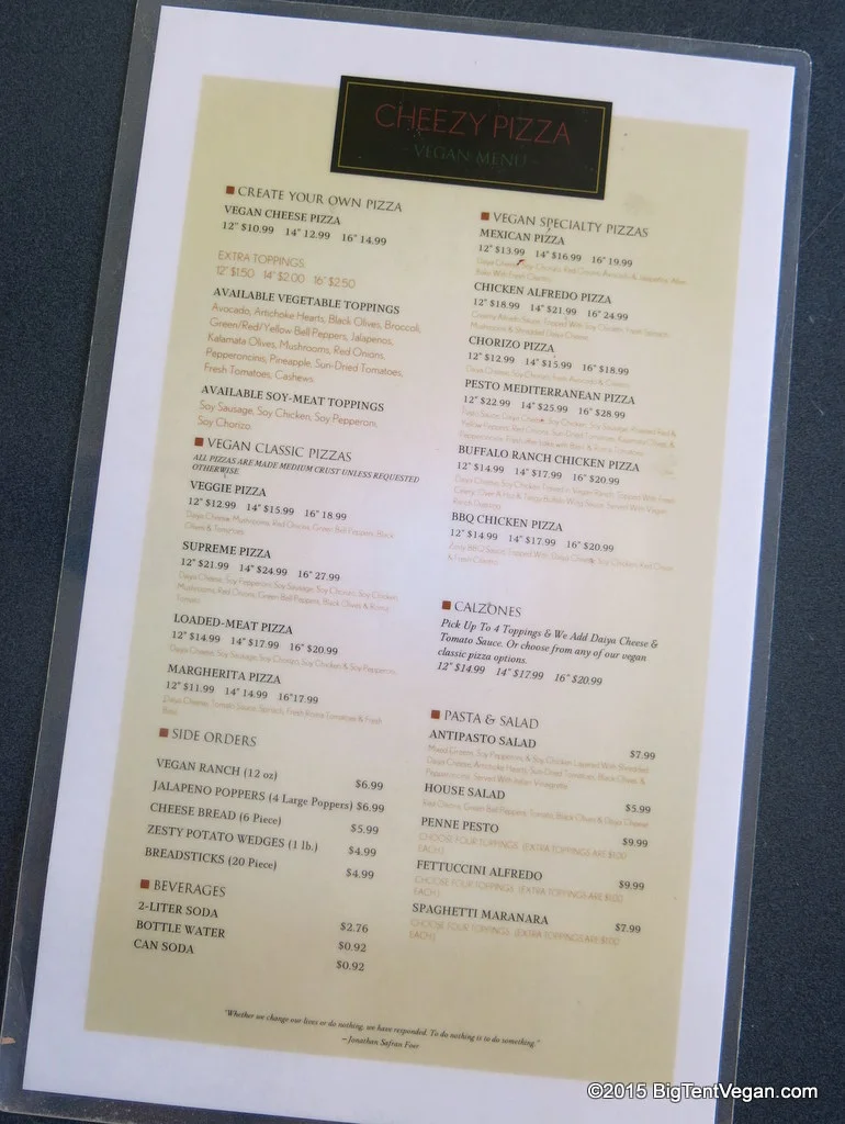 Cheezy Pizza Colton's current menu...soon to be greatly expanded!