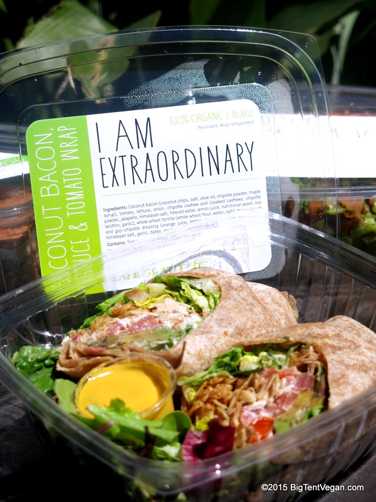 VEGAN Coconut Bacon, Lettuce, & Tomato Wrap: "I am Extraordinary"