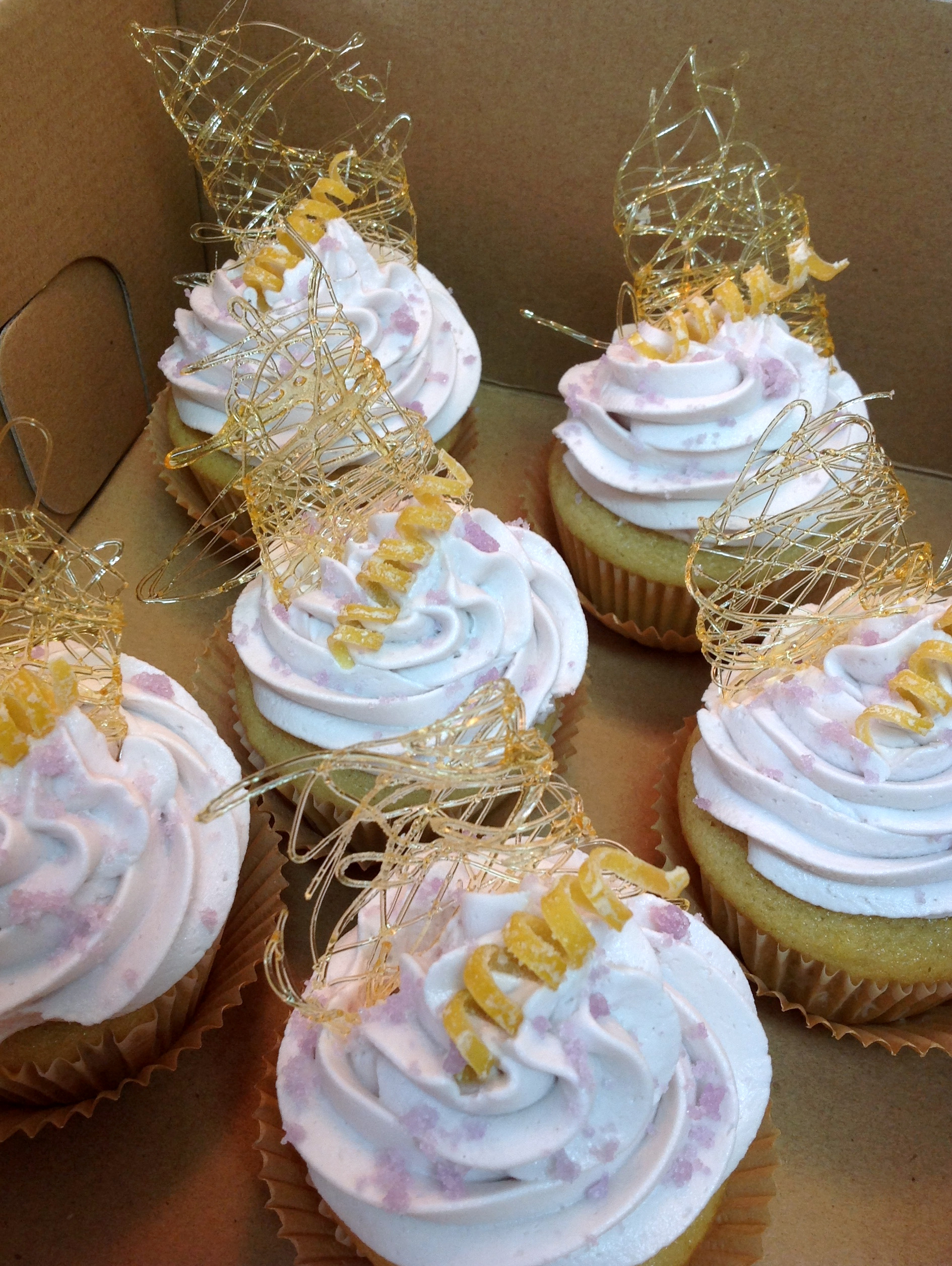 Lemon Lavender Cupcake with Lavender Sugar Crystals by Jara Fonseca, 1st Place & BEST OF SHOW, 2015 SoCal VegFest Vegan Cupcake Competition (Costa Mesa, CA, USA). Photo Credit: Jara Fonseca.