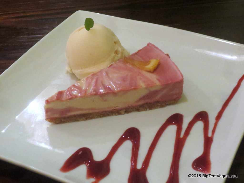 Raw Raspberry Lemon Cake with Ume (Japanese Plum) Ice Cream from Vegilicious (Huntington Beach, CA, USA).