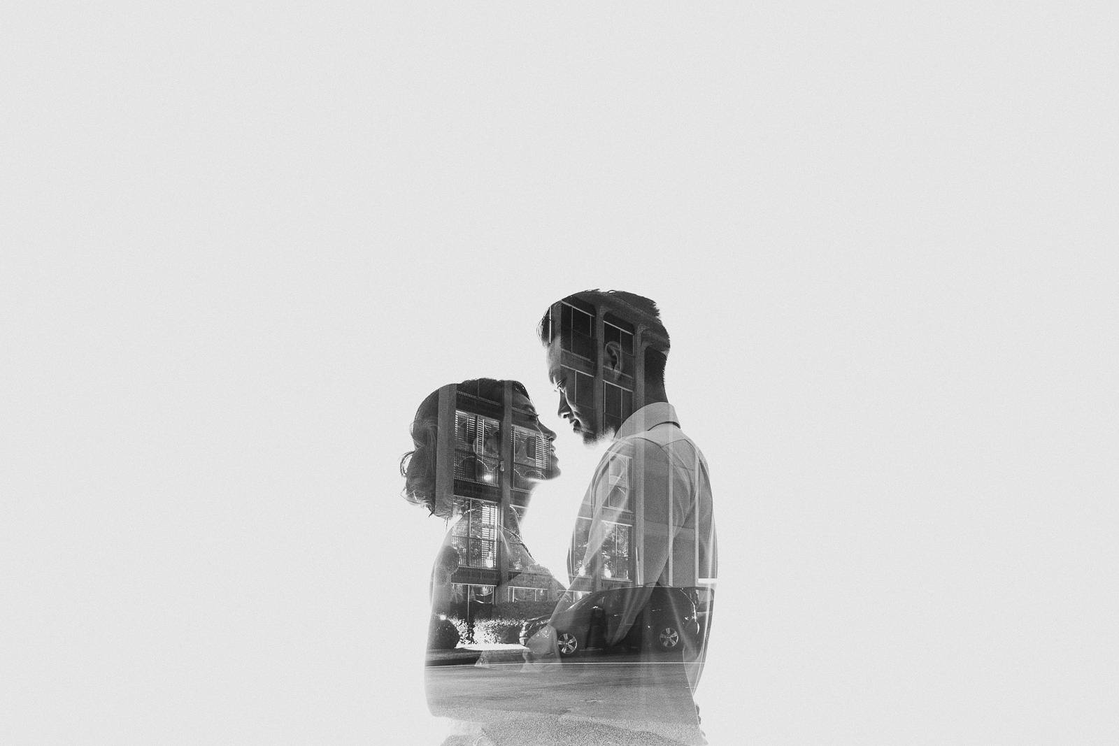 double exposure creative wedding photo