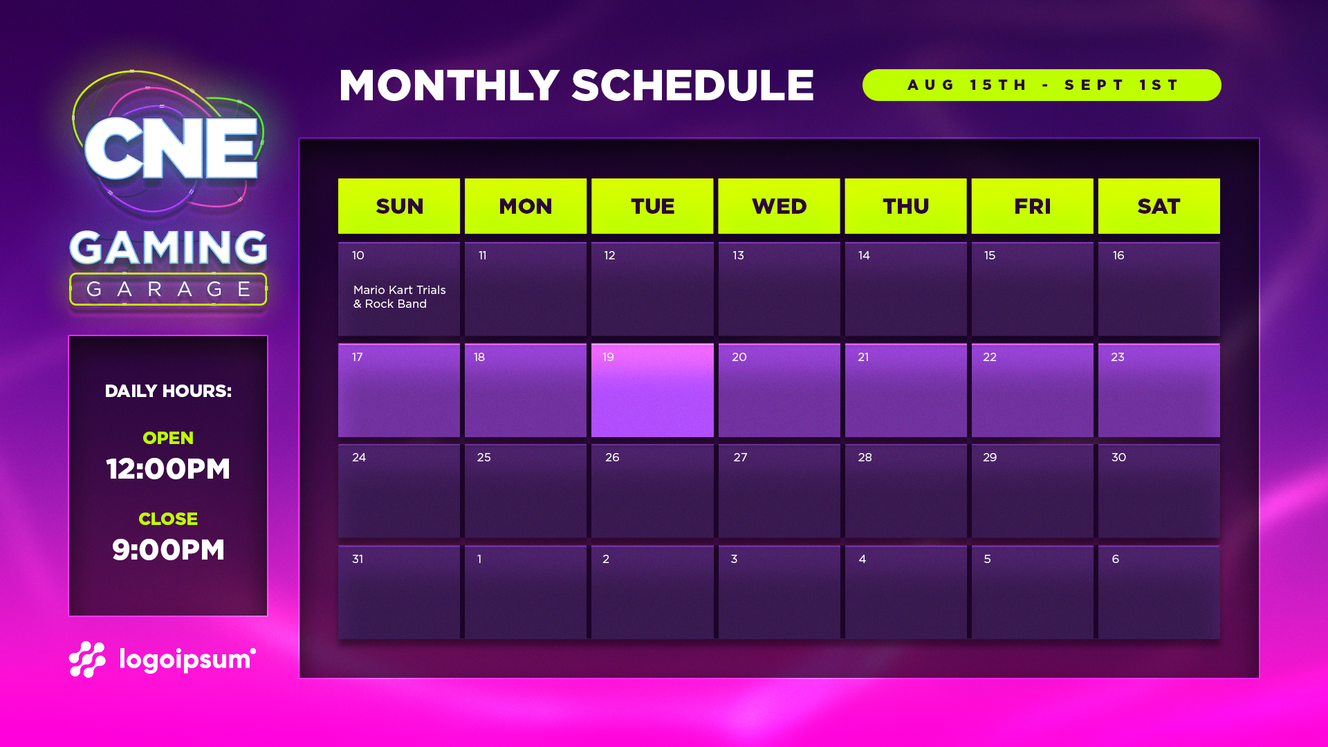 CNE Gaming Garage 2025 Digitals Schedule 3.png