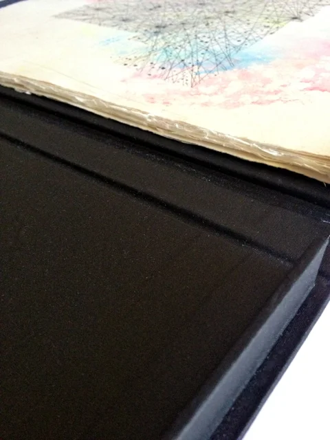 The twelve labours of s9707703 Artist's book: etching, monoprint, solvent transfer and letterpress. Clamshell book. 2012 Created for the exhibition It's not you, it's me at Eckersley's Open Space gallery.