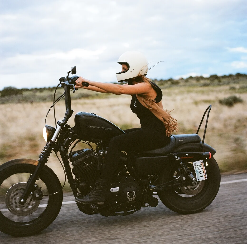 girl on chopper bike