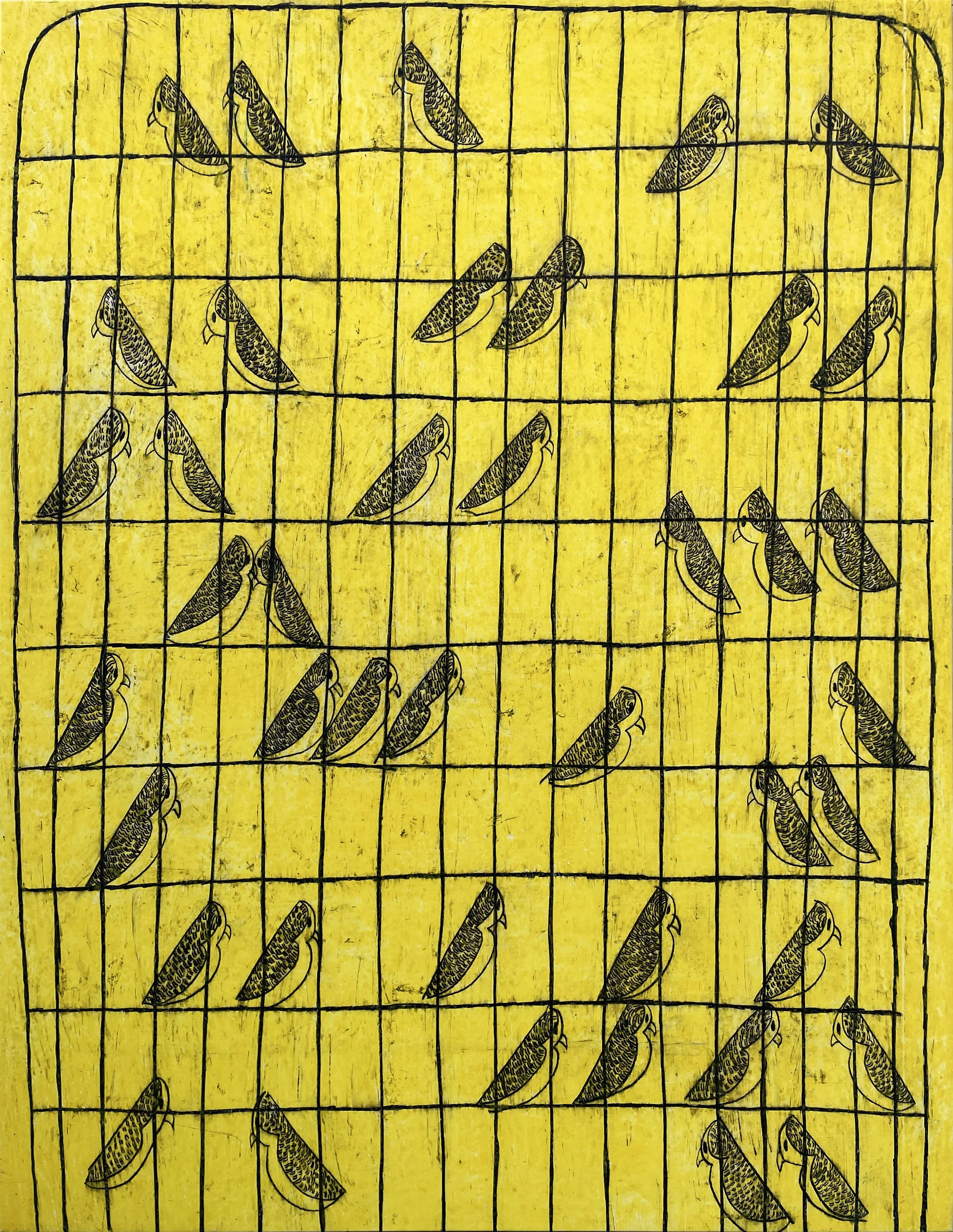 big yellow with birds