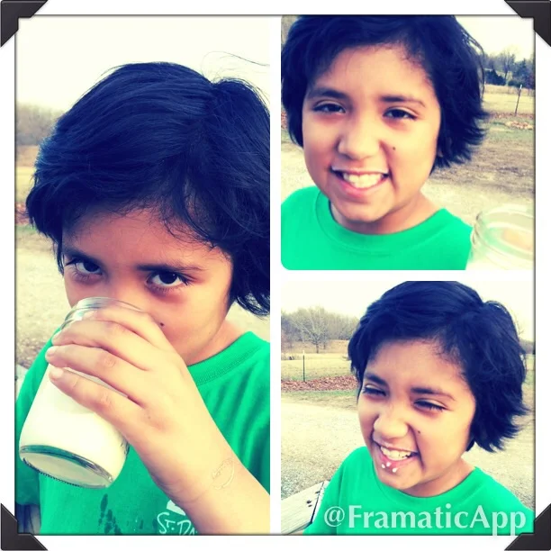 Girl 2 made a great "milk model" for me this afternoon: "Be sure you get the mustache in the picture!"