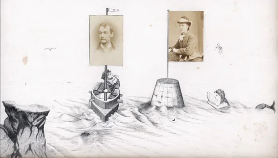 Unidentified Maker, 1880's Photo collage & drawing