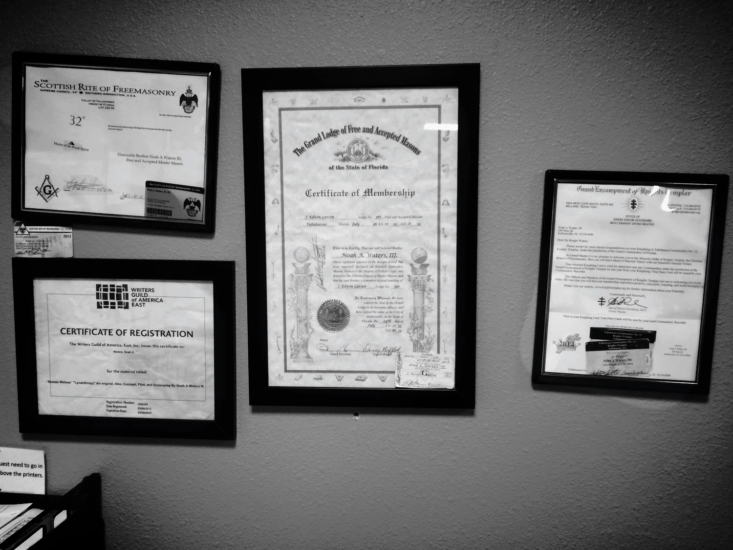 Noah Is a 32nd Degree Master Mason with knight hoods from both Scottish and York Rite bodies.