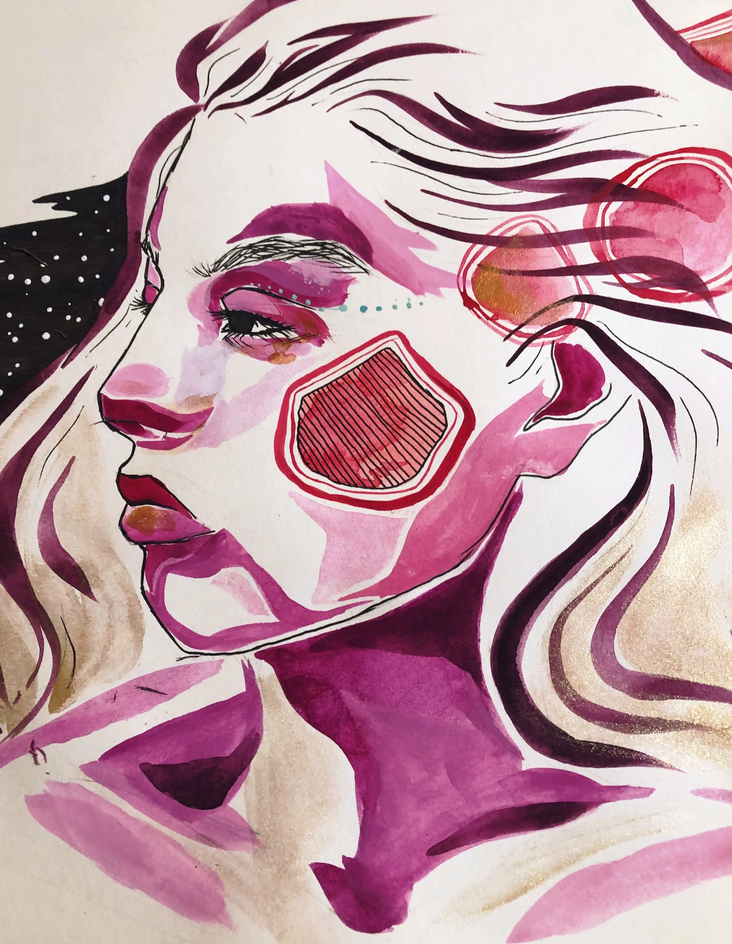 Idealism by Mia Pensa, gouache on paper