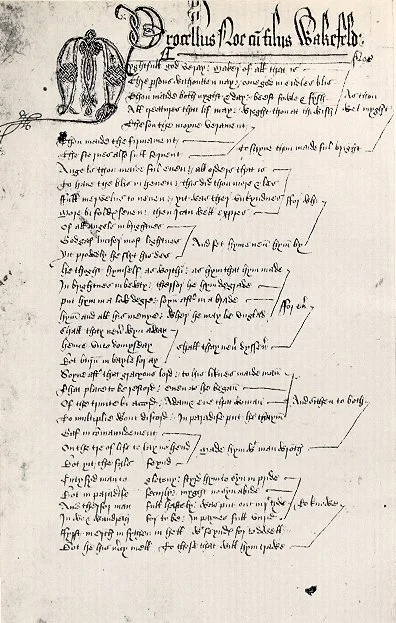 Manuscript page of The Second Shepherd's Play Huntington Library, Pasadena, CA