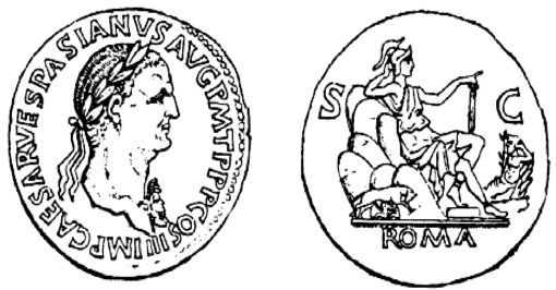 Etching of Roman coin late 1st century AD