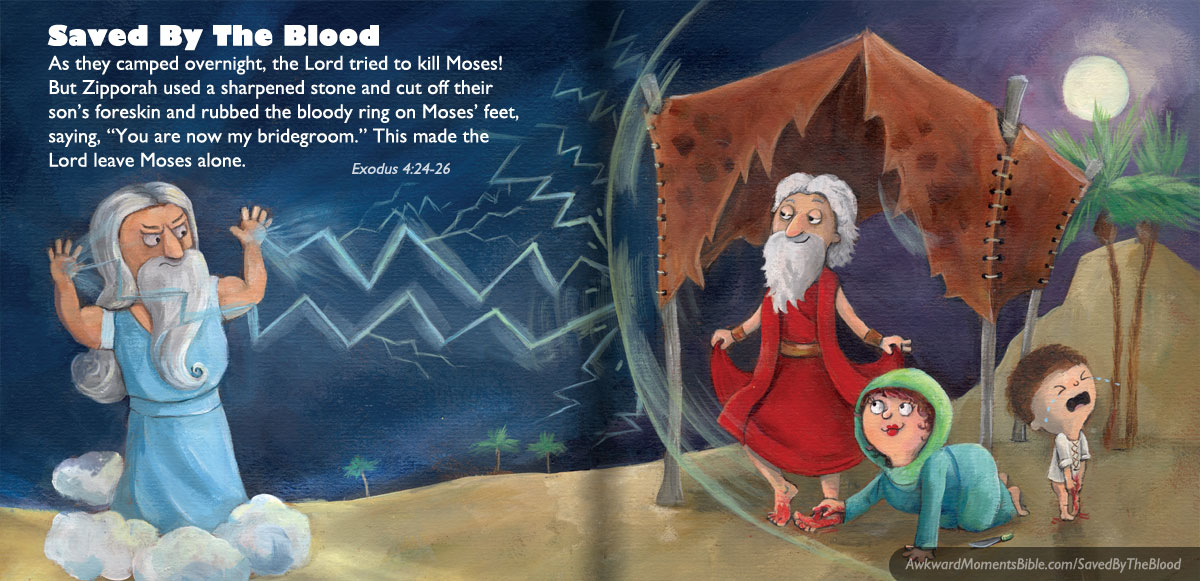 There is really no funnier, or weirder, Biblical artwork than that which deals with Exodus 4:24-26