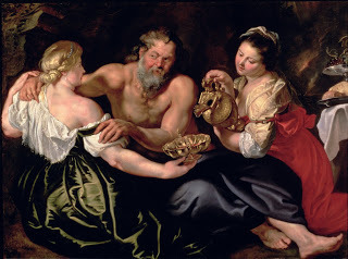 It's hard to find a painting of this scene where the daughters still have their clothes on....