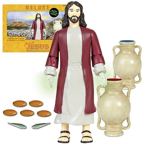 Deluxe Jesus Action Figure also includes jugs of water awaiting winery. 