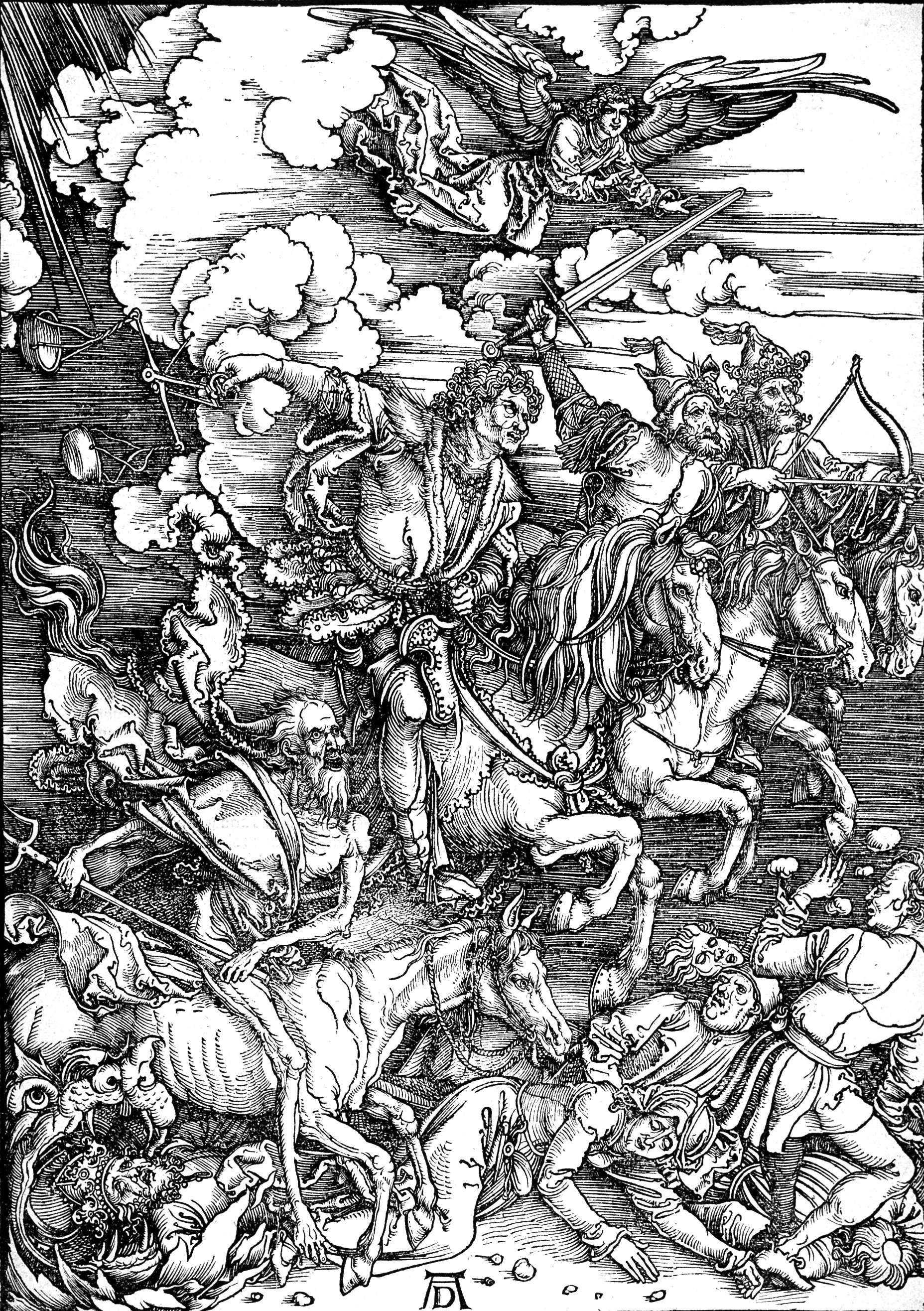 Famous woodcut of the Horsemen by Albrecht Durer, 1498.