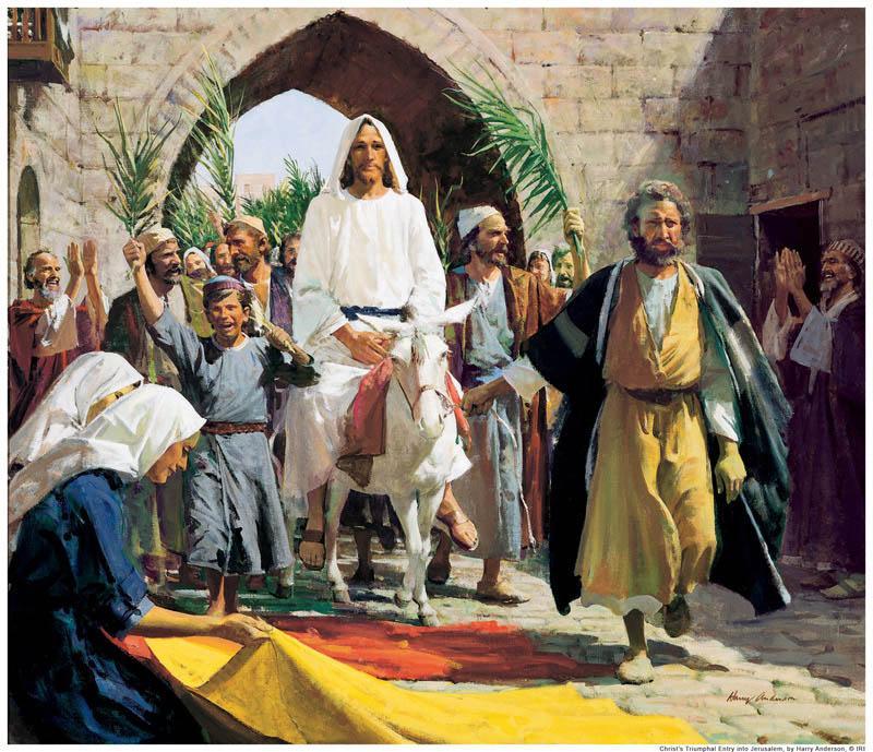 Just cloaks, palm branches and a baby donkey do the honors here....