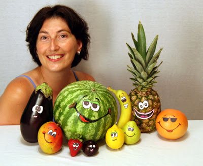 Here's Laura with the spiritual fruit characters she created! So clever and artistic (especially because she also includes, for extra wackiness, an EGGPLANT!) You can read the whole of Pastor Laura's sermon on the fruits of the Spirit by tapping this link... "The Fruit of the Spirit Guys" .
