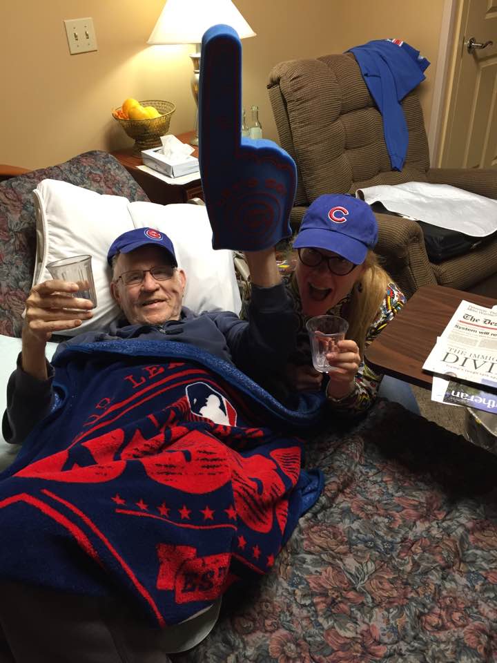 Sharing a snort of victory gin! I did lots of "silent cheering" this summer at the nursing home! 