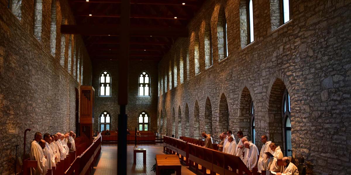 The sanctuary of New Melleray Abbey, where I went six times a day to worship with the monks. 