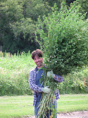 This is not my fella, nor the bouquet he brought to the pulpit - but it was about this big! (With many more color flowers...no wonder all the "ah's" and applause!!)