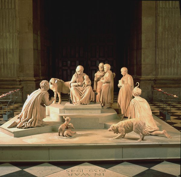 The St. Paul's crib. I love the dog in the forefront. Makes the scene cuter, don't you think? Good to remember what dogs were thought of in the ancient world, too....