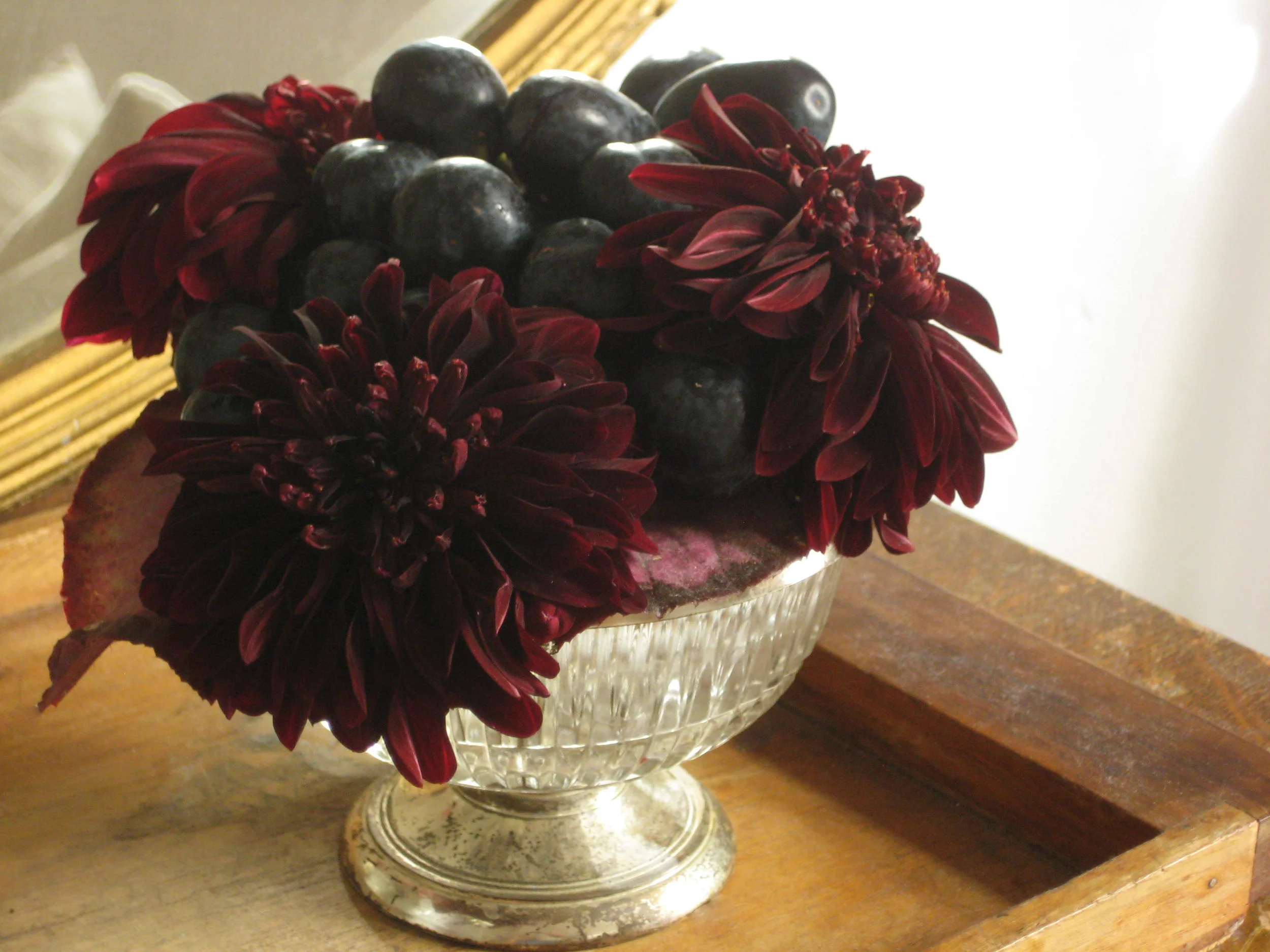  Art Nouveau arrangement,  Dahlias and grapes  - London    