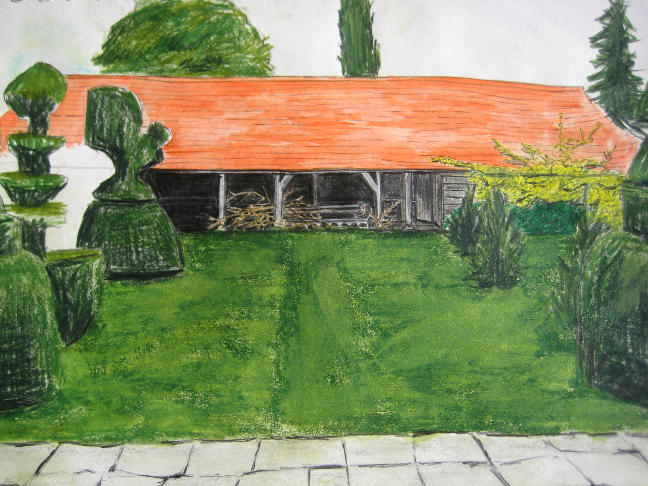 Great Dixter, colored pencil