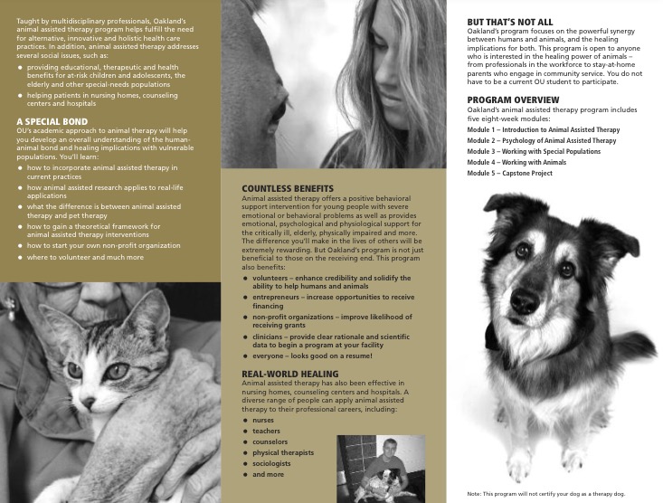 Animal Assisted Therapy Certificate Program — Teacher's Pet