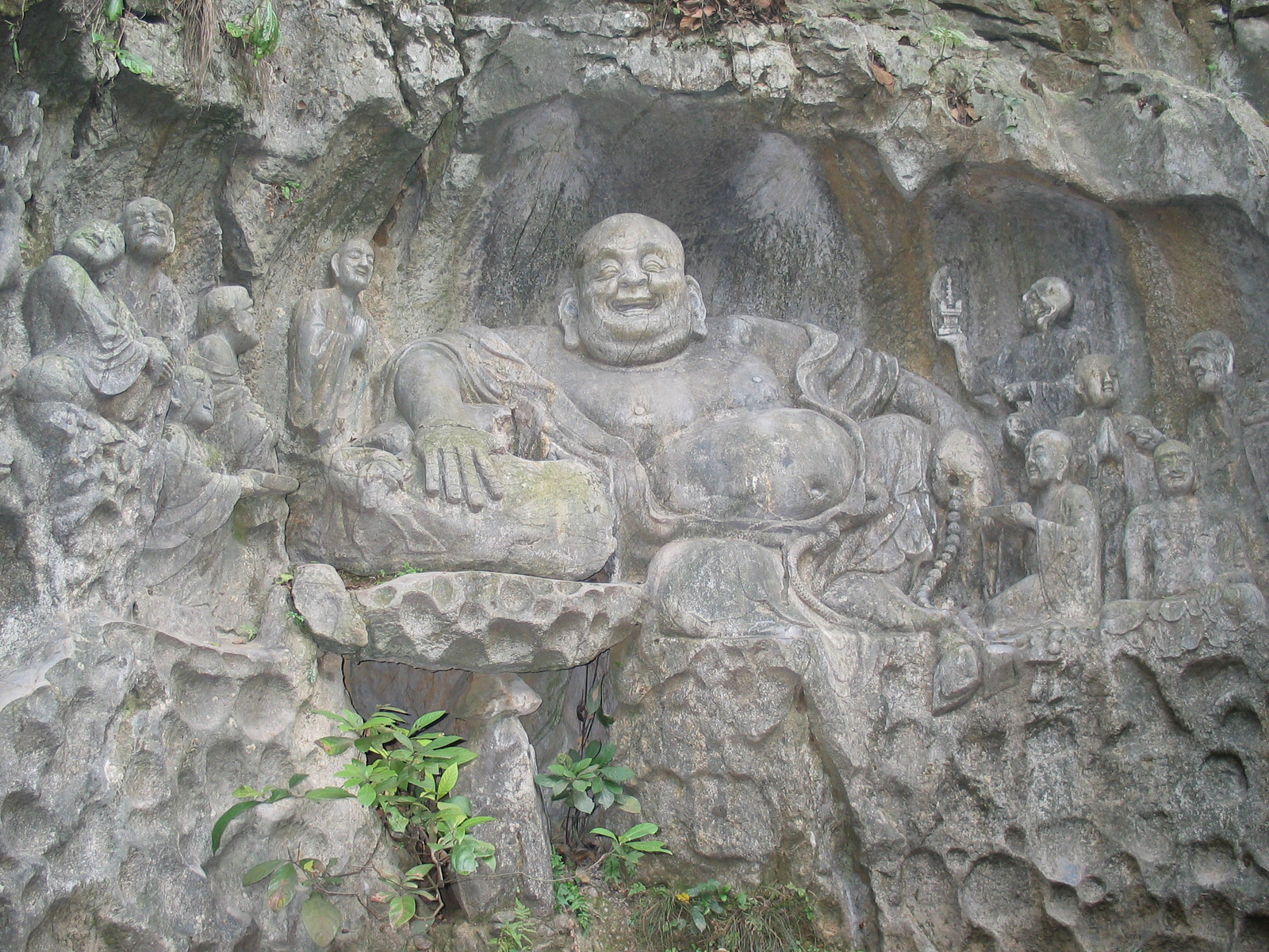 Hangzhou, China (2004) - A carved Buddha at the Lin Ying Temple