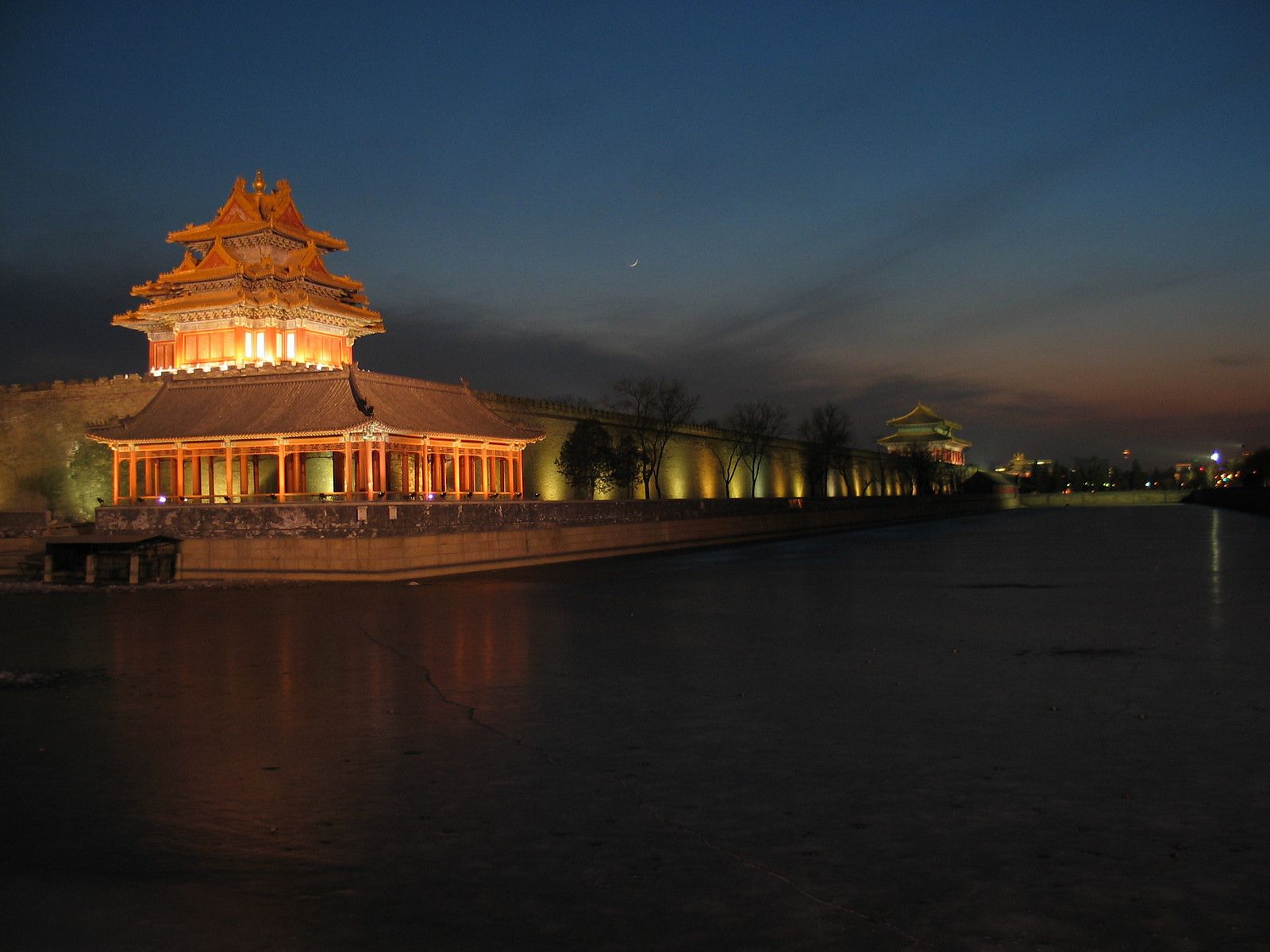 Beijing, China (2005) - Night time at the northeast corner of the Forbidden City