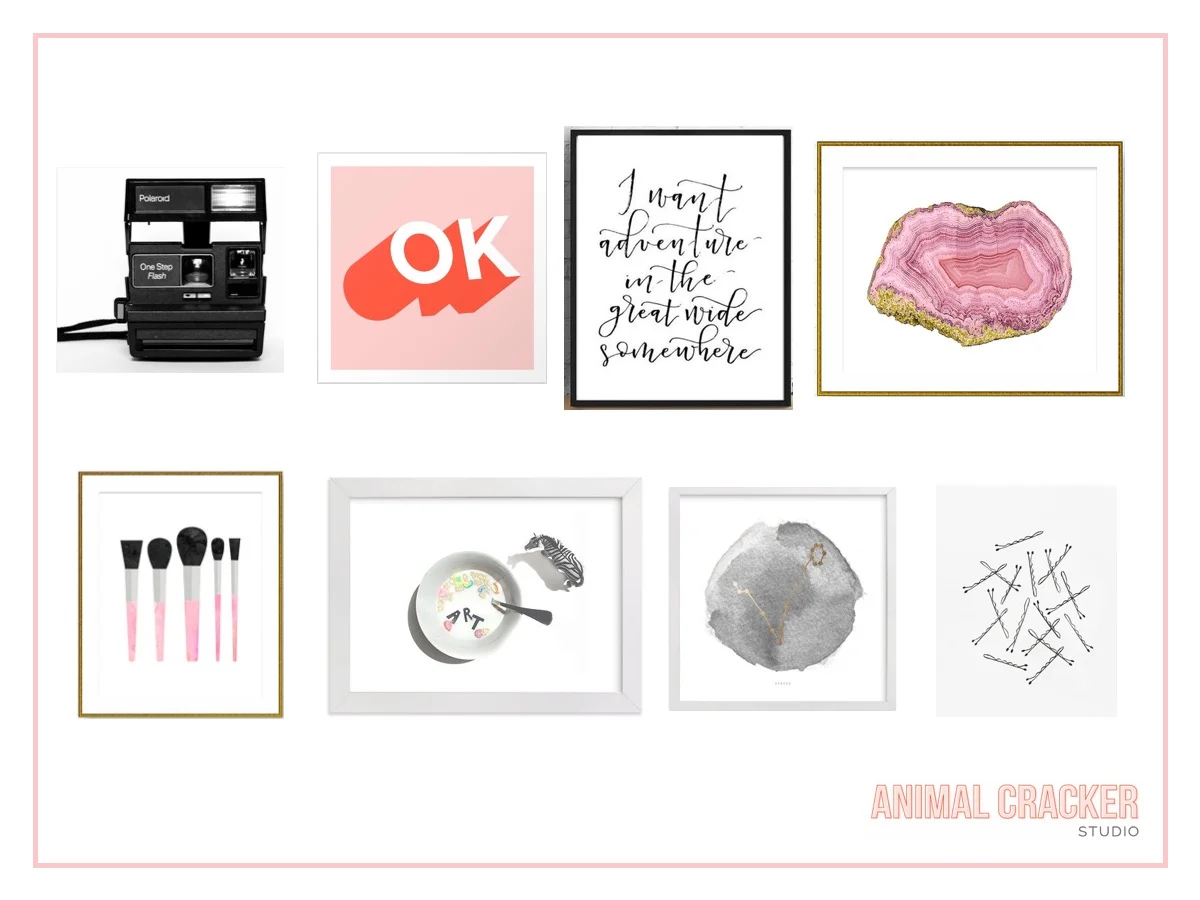 Clockwise from top left: in an instant , ok , adventure , agate slice , bobby pin , pisces , cereal and milk (I want this one for myself), and makeup brushes . Final verdict still TBD. Better get ordering, right?